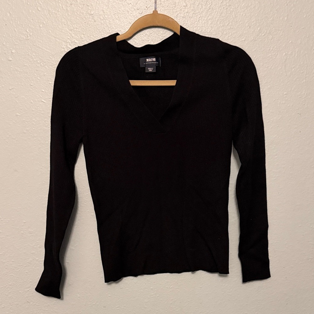Maeve Black V-Neck Sweater